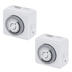 2 Pack 110-125V 3-Pin Mechanical Timer For Home Appliance 24-Hour Outlet Device