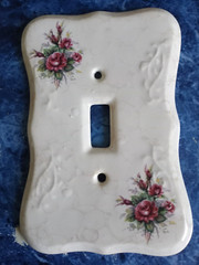 V B Athena Vintage Porcelain single Light Switch Cover Plate Vintage Made in USA