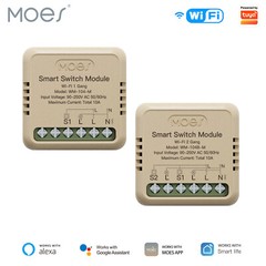 MOES WiFi Mini Smart Wall Light Switch Relay Module 3 Way Alexa Google APP Timer