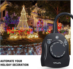 Outdoor Christmas Light Timer, Dusk to Dawn Sensor Countdown, Outdoor Timers for