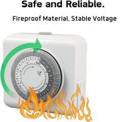 2 Pack 110-125V 3-Pin Mechanical Timer For Home Appliance 24-Hour Outlet Device