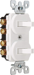 5243-W 15 Amp, 120/277 Volt, Duplex Style Two 3-Way Combination Switch, Commerci