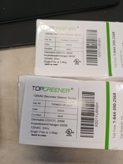 Lot Of 2 TopGreener TGDMDS-120-GD-F GOLD Single Pole/3-Way Slide Dimmer Switch