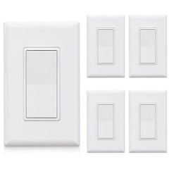 Glossy White Single Pole Paddle Rocker Wall Light Switch 15A 120277V 5 PCS