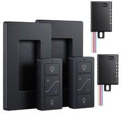 Sunmerit Wireless Dimmer Switch (Black), 2 Pack Remote Light Switch and Recei…