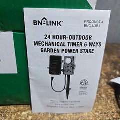 BN-LINK 24 Hour Outdoor Mechanical Timer 6 Outlets Garden Power Stake Waterproof