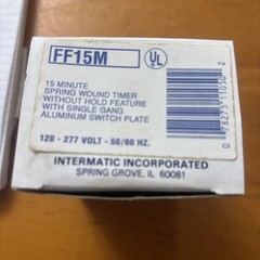 Intermatic FF15M 15 Minute Spring Wound Timer with Aluminum Switch Plate 120/277