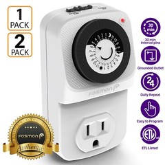 Fosmon Indoor 24Hour Mechanical Outlet Timer In Wall Switch 3 Prong Grounded