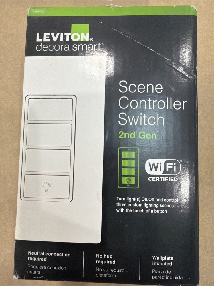 Leviton R02-D2SCS-1RW Decora Smart Wi-Fi 2nd Gen Scene Controller Switch 2668