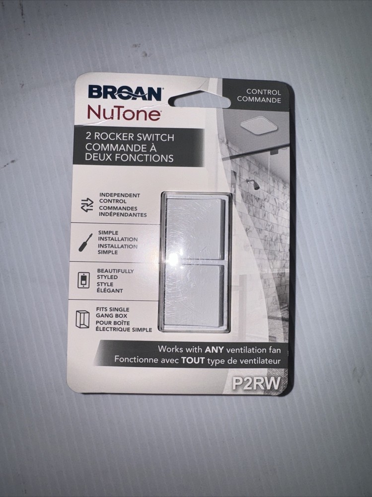 Broan-Nutone 2 Function Rocker Switch Wall Control, White