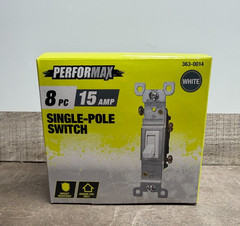 Performax 15 Amp 1 Pole White Rocker Light Switch – 8 Pack-Indoor 120V AC -60Hz