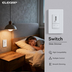 Slide Dimmer Light Switch, Universal Dimmable LED Lighting Control, Single Pole