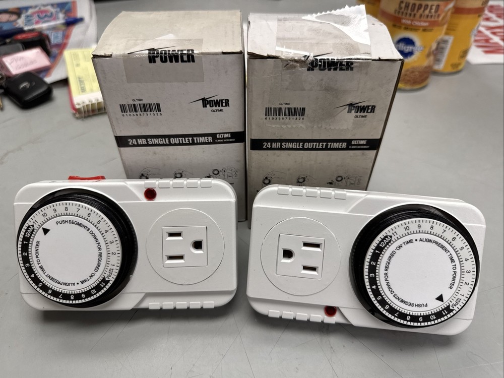 2 Pack IPower 24 Hour Plug In Mechanical Electric Outlet Timer Switches