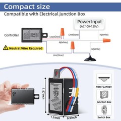 Sunmerit Wireless Dimmer Switch (Black), 2 Pack Remote Light Switch and Recei…