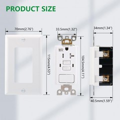 3 Pack 20A GFCI Outlet with Switch Weather Tamper-Resistant White ETL