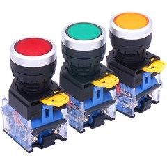 3pcs 22mm Momentary Push Button Switch 10A 440V 1NO 1NC Red Yellow Green Sign…