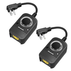 DEWENWILS Photocell Plug in Timer Switch Weatherproof Electrical Outlet 2 Pack