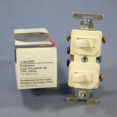 Cooper 275A Almond 3-Way Duplex 15A Toggle Light Switch Single Pole