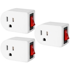 3 Pack 3 Prong Grounded Outlet with On/Off Switch Wall Tap Adapter Power Switch