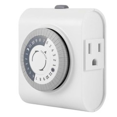 GE 24-Hour Mechanical Outlet Timer Dual Grounded Plug Indoor Light Control