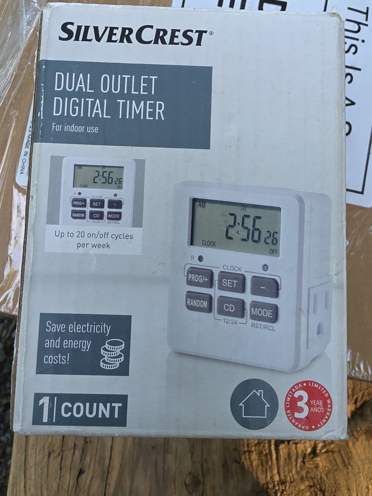 Silvercrest 7 Day Electric Programmable Dual Outlet Plug In Clock Timer Switch