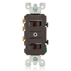Leviton 5243-B 15 Amp, 120/277 Volt, Duplex Style Two 3-Way Leviton, Brown