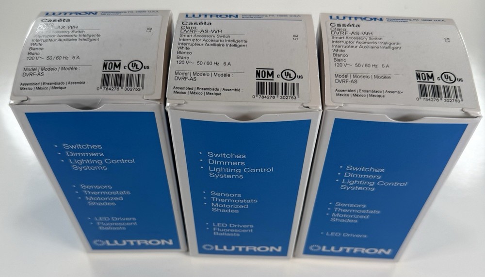 Lutron Caseta Smart Claro Accessory Switch CASETA CLARO 3 Pack -WHITE SMART