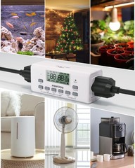 2 PCS Digital Lamp Timer 24Hour 7Day Programmable Plug 15A/1875W 3 Prong