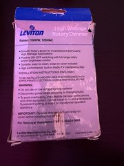 LEVITON 61000-ISP HIGH Wattage ROTARY DIMMER SWITCH 1000W 120 AC Ivory