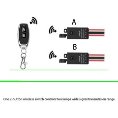 Wireless Switch 12V 2 Way Mini Remote Switch DC 5V/12V/24V/48V 10A Relay 328FT