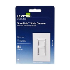 Leviton C22-06672-1LW 120V White Decora SureSlide Single-Pole Dimmer