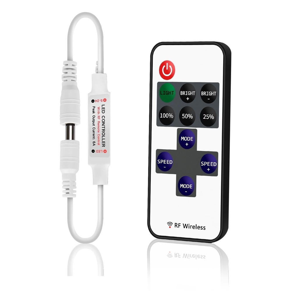 RF LED Light Controller, 11 Key Single Color Wireless Remote, DC 5-24v