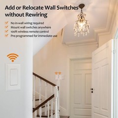 Wireless Light Switch And Receiver Kit 15a High Power No Wiring 100ft Rf Range P