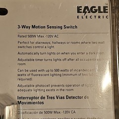 Eagle Electric K6107V Decorator 3-Way Motion Sensor Timer Switch Beige 120V