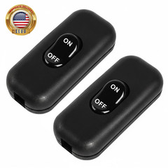 Inline Cord Switch, 2-Pack, Heavy Duty DPST Rocker Switch for Table and Floor La