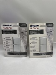 Broan Nutone P2RW White Control 2 Rocker Light Switch & Ventilation Fan NEW X2