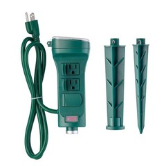 Defiant Smart Outdoor 4 ft. 6-Outlet Power Stake Timer Powered by Hubspace
