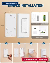 DEWENWILS Remote Control Outlet Wireless Wall Switch, 15A/1875W Wireless Light S