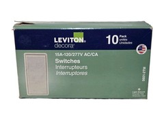 (10-Pk) Leviton 15 Amp 120/277 Volt Decora Rocker Single-Pole AC Quiet Switch