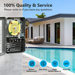 T104 Mechanical Timer Switch,208-277V AC DPST 40A,Pool Pump Switch,Heavy Duty Po