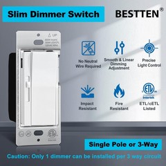 Bestten 6 Pack Super Slim Slide Dimmer Light Switch Single Pole Or 3 Way Dimmer