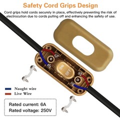 2 PCS Inline Switch Lamp Cord Button, Light Brown 6A 250V Rocker Wire Control