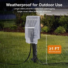 SURAIELEC Outdoor Power Stake Light Timer, Dusk to Dawn, 6 Electrical Outlet Pow