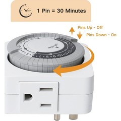 2 Pack 110-125V 3-Pin Mechanical Timer For Home Appliance 24-Hour Outlet Device
