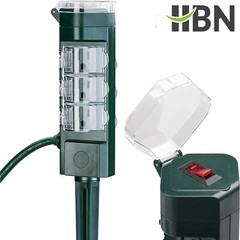 HBN Outdoor Power Strip Yard Stake + 6ft Extension Cord Weatherproof ETL Listed
