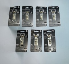 7pk Ge UltraPro 20 Amp Heavy Duty Standard Single-Pole AC Quiet Toggle Switch