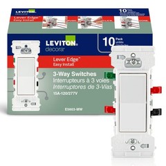 Lever Edge 15 Amp 3-Way Rocker Switch, 10-Pack, E5603-MW, White