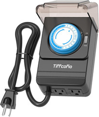 Outdoor Heavy Duty Mechanical Timer Outlet Waterproof, 15 Minutes Intervals, 24
