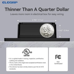 ELEGRP Dimmer Switch, Digital Dimmer Light Switch for LED Lights 150W, INC/HAL 4