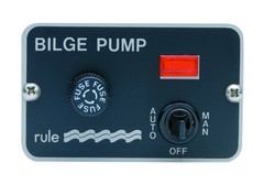 Rule 42 3-Way Panel Lighted Pump 24/32V DC Switch Toggle, Beige, 3-1/4 L x 2 W